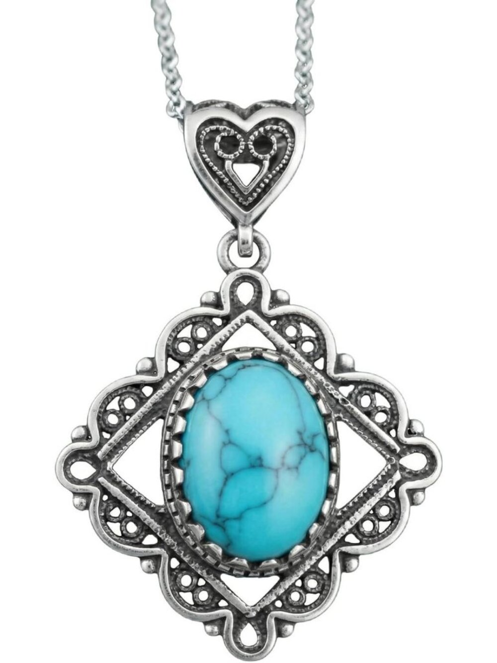 Stunning Turquoise Pendant Necklace for Women - 925 Sterling Silver Boho Jewelry